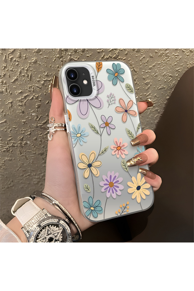 iPhone 11 Compatible Stylish Flower Pattern Anti-Drop Phone Case