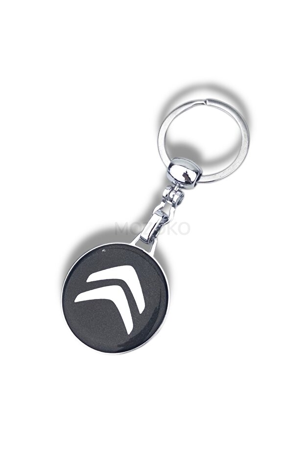High Quality Black Citroen Logo Drop Printed Stylish Gift Car Keychain