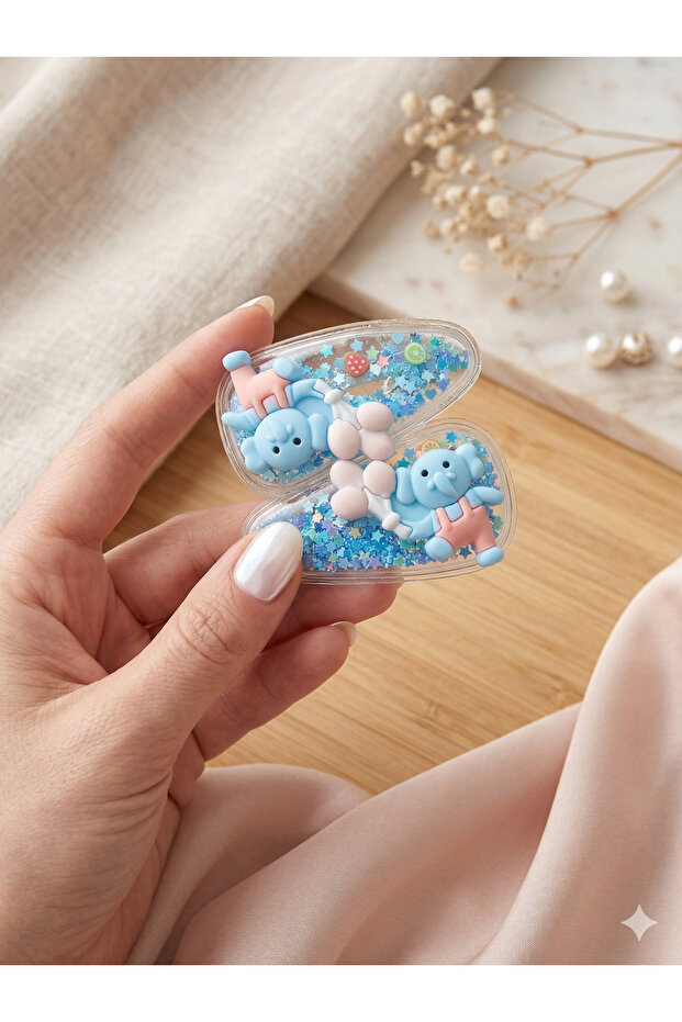 Children's Snap Buckle Set with Transparent Star Sequins and Colorful Balloon Figures