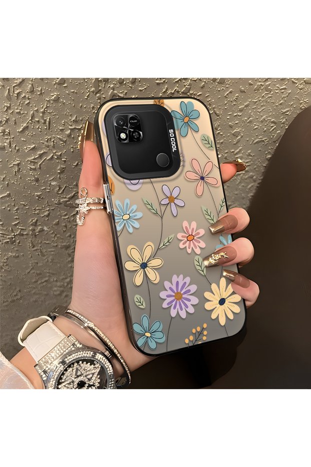 Redmi 9C/10A Compatible Stylish Floral Pattern Anti-Drop Phone Case