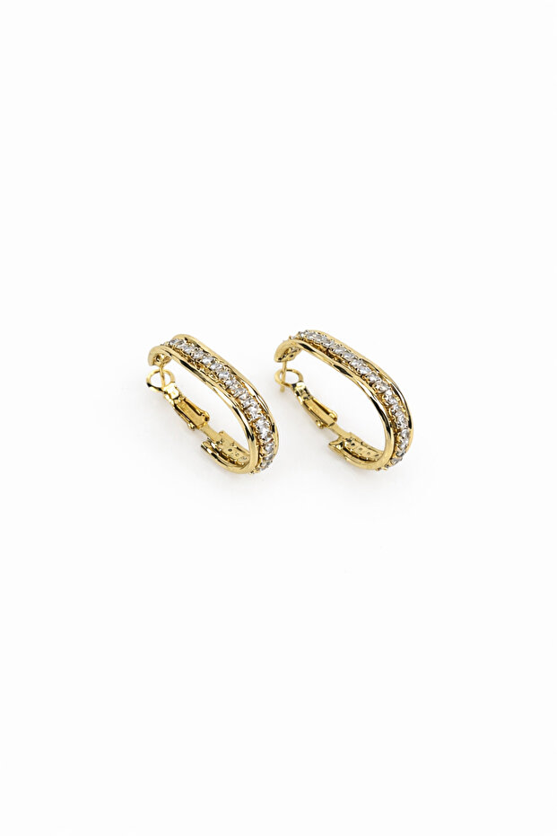 Jewelled Oval Hoop Earrings
