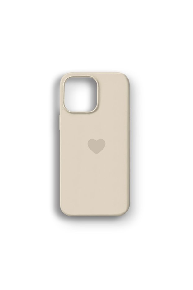 iPhone 13 Pro Max Compatible Cream Heart Logo Launch Phone Case