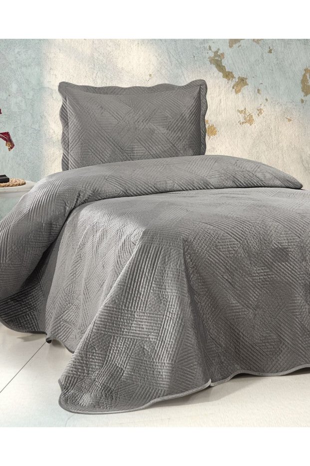 Toyo Vera Single Bedspread Set | 180X240 cm | Soft Velvet Texture | Modern & Stylish Room Decor