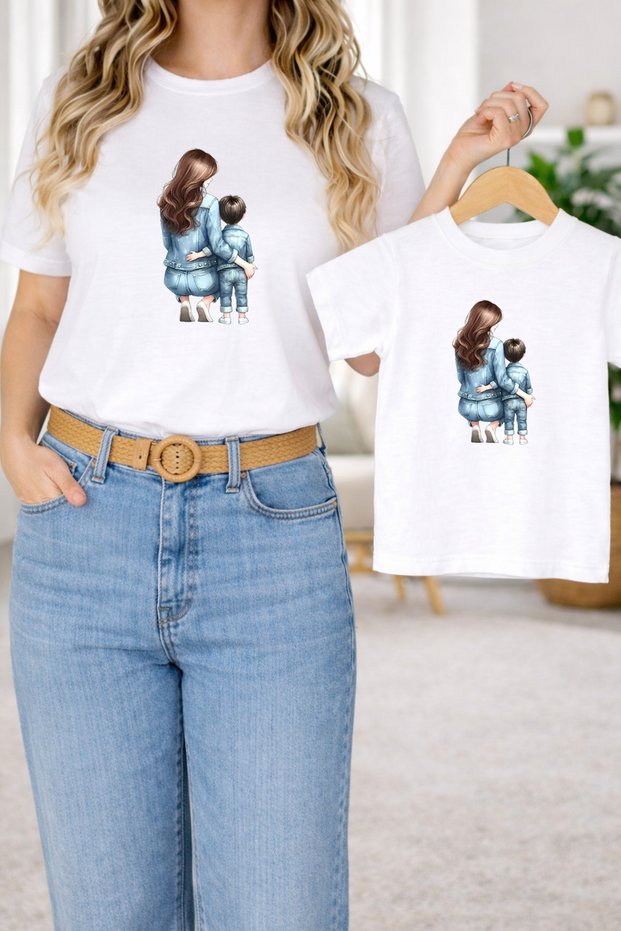 T-Shirt Mother and Son Combination Oversize – Mother & Child Twin Printed T-Shirt (Single Price)