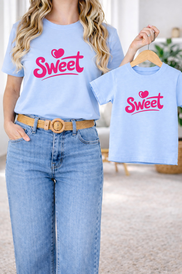 T-Shirt Mother Daughter Combination Oversize – Mother & Child Twin Printed T-Shirt (Single Price)