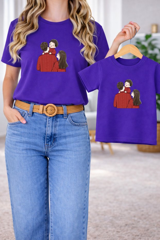 T-Shirt Mother Daughter Combination Oversize – Mother & Child Twin Printed T-Shirt (Single Price)