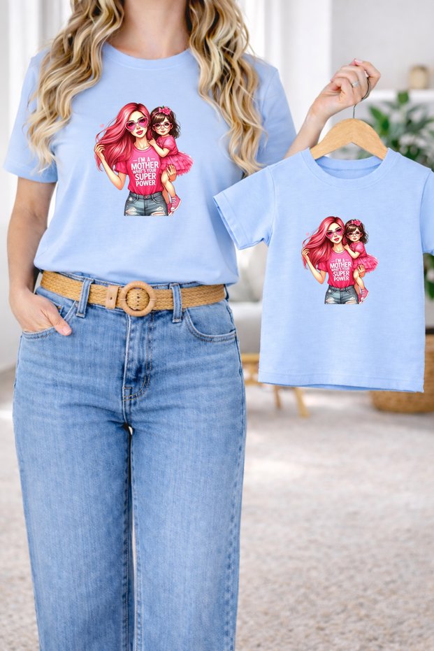 T-Shirt Mother Daughter Combination Oversize – Mother & Child Twin Printed T-Shirt (Single Price)