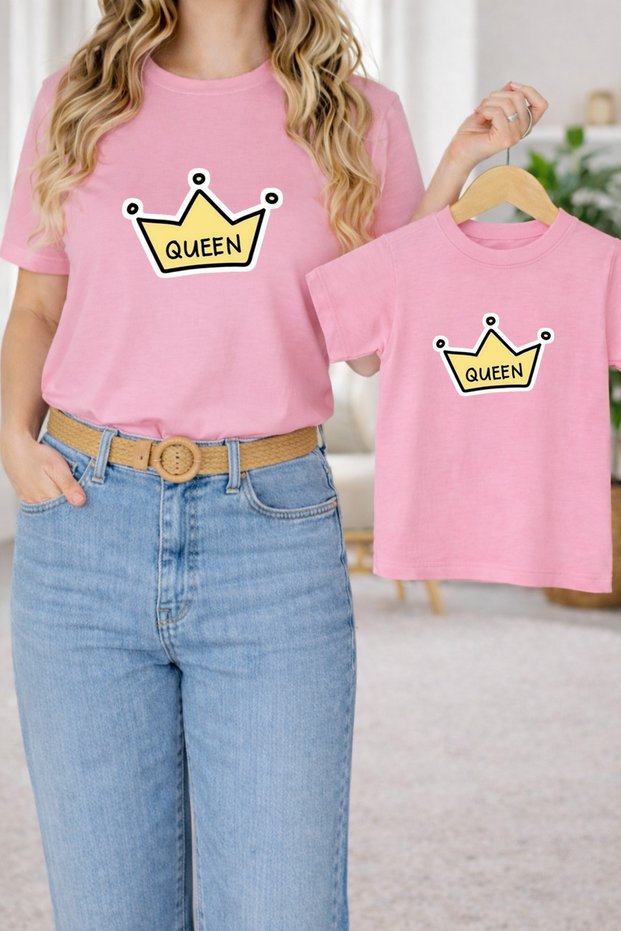 T-Shirt Mother Daughter Combination Oversize – Mother & Child Twin Printed T-Shirt (Single Price)
