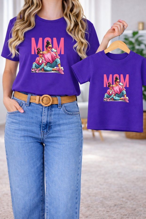 T-Shirt Mother Daughter Combination Oversize – Mother & Child Twin Printed T-Shirt (Single Price)