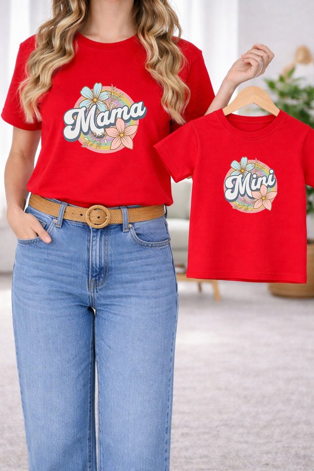 T-Shirt Mother Daughter Combination Oversize – Mother & Child Twin Printed T-Shirt (Single Price)