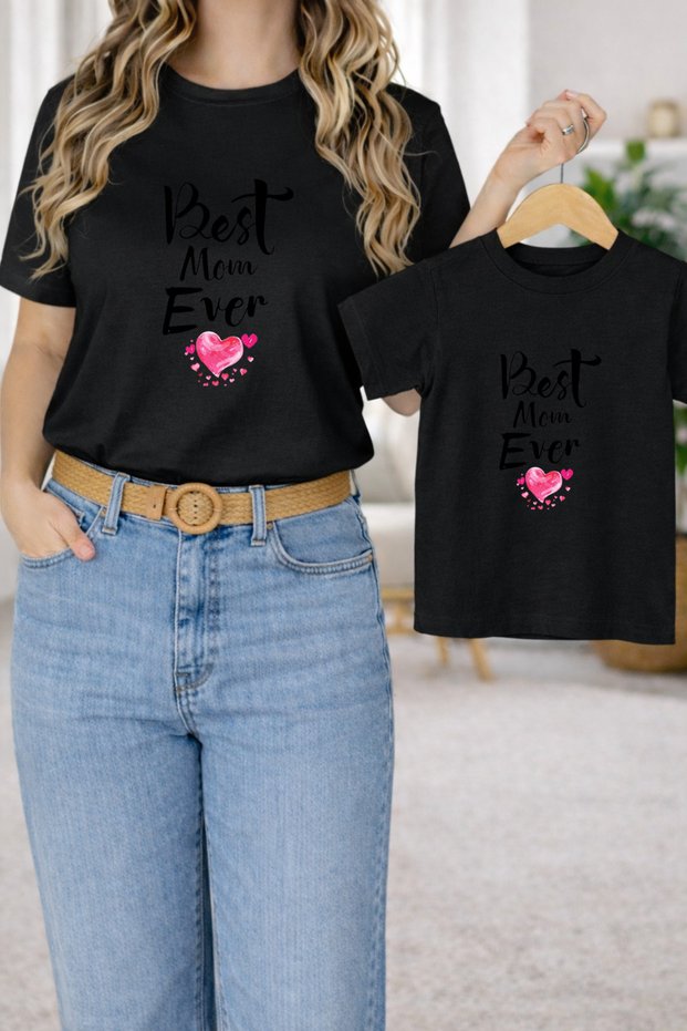 T-Shirt Mother Daughter Combination Oversize – Mother & Child Twin Printed T-Shirt (Single Price)