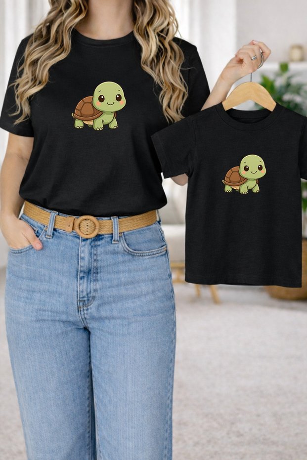 T-Shirt Mother Daughter Combination Oversize – Mother & Child Twin Printed T-Shirt (Single Price)