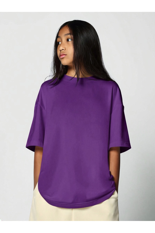 Girl's T-Shirt 100% Cotton Oversize Comfortable Fit Basic T-Shirt