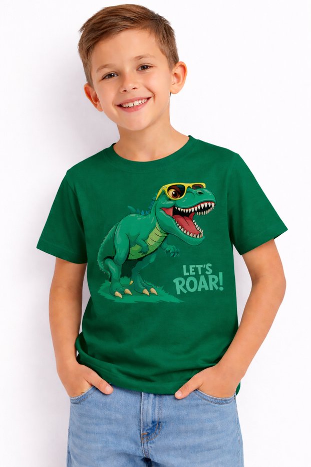 Dinosaur Printed Unisex Kids T-Shirt – Fun Graphic Design Casual T-Shirt