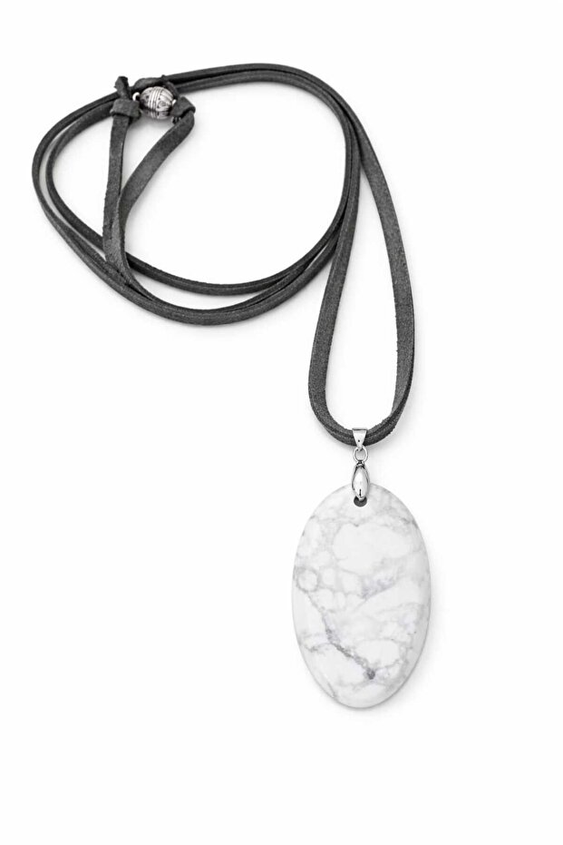 Noma Real Leather Suede Rope Natural Stone End Multi-Use Necklace