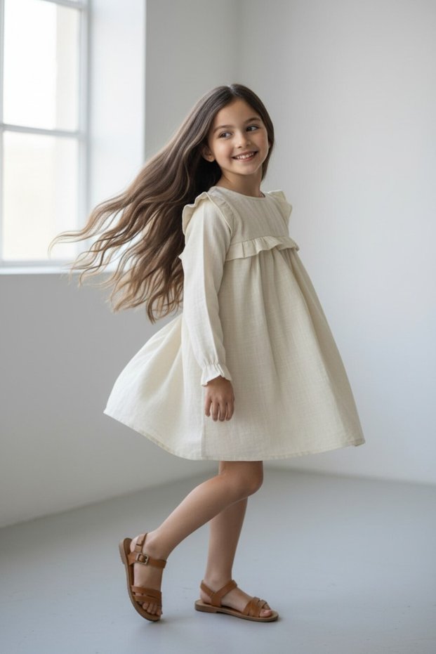 Girl's Linen Holiday Dress