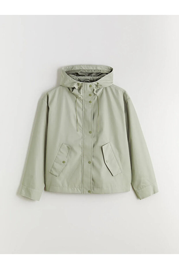 Khaki Hooded Oversize Women's Raincoat