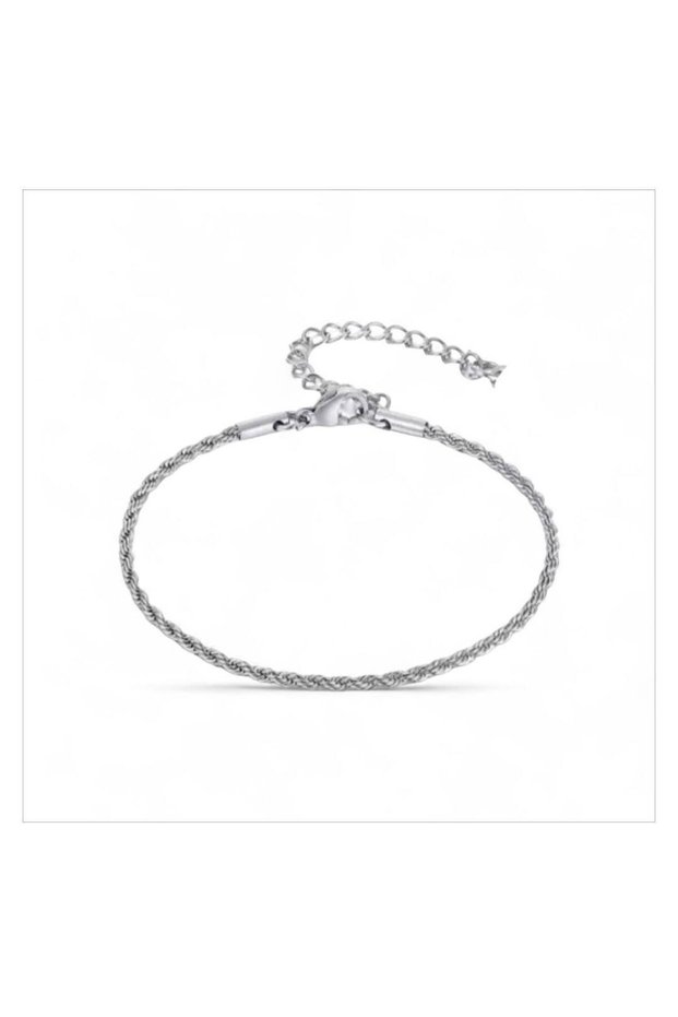 Stainless Steel Italian Twist Chain Unisex Bracelet 3 mm 18 5 cm