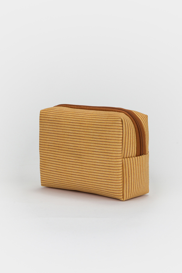 Small Size Makeup and Organizer Bag with Stylish Textured Fabric and Zipper, Multi-Purpose for Travel & Daily Use