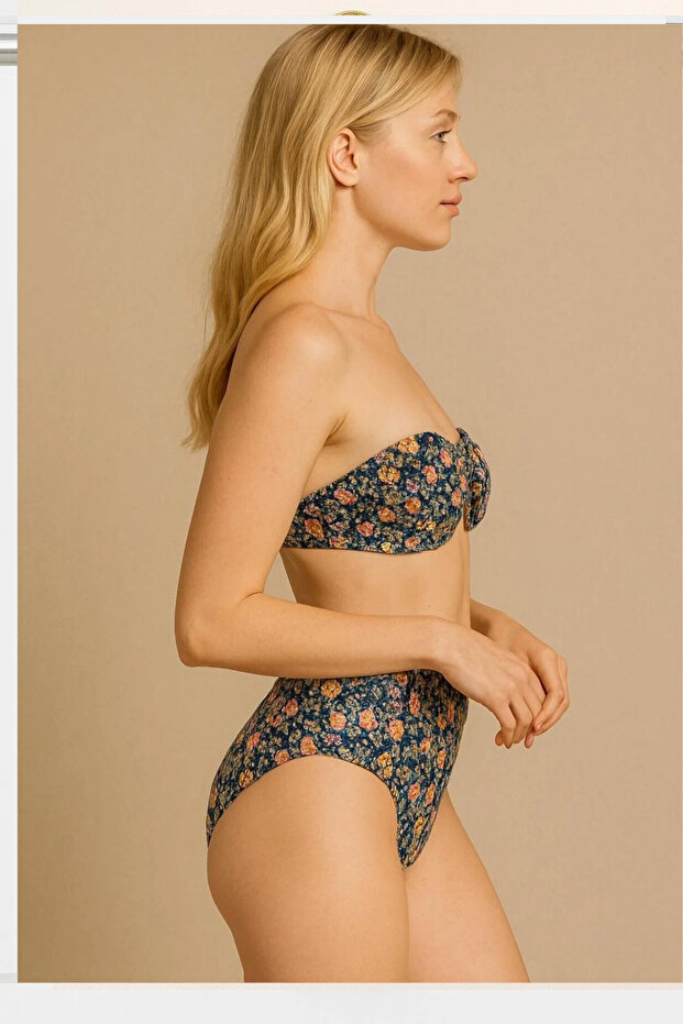 Women's Daisy Padded Strapless High Waist Bikini Set