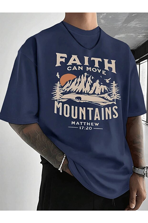 Faith Can Move Printed Men's Oversize T-Shirt