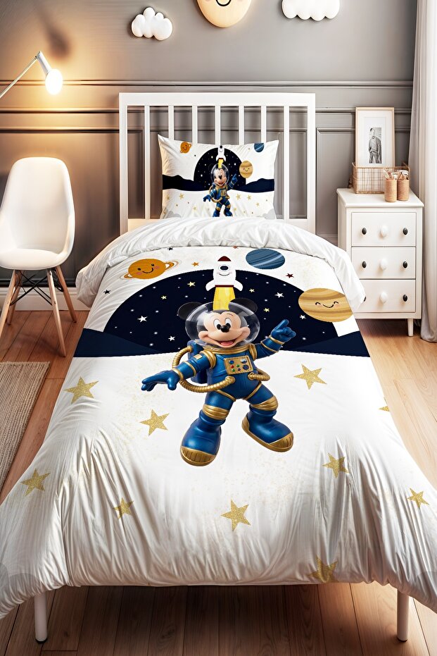 Mickey's Star Dust Patterned Single Baby Kids Bedding Set