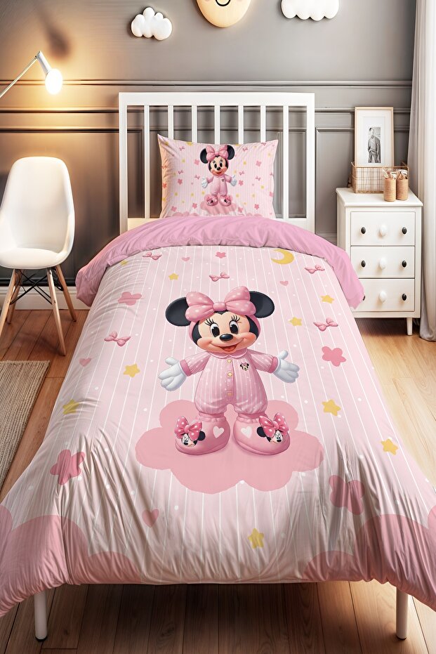 Minnie's Sleep Time Patterned Single Baby Kids Bedding Set
