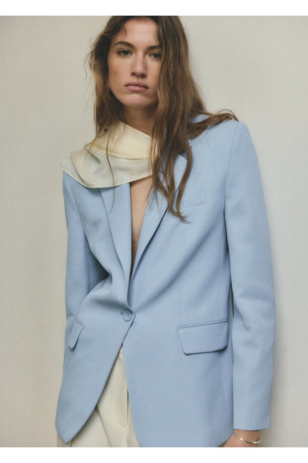 Düz kesim blazer ceket - 1