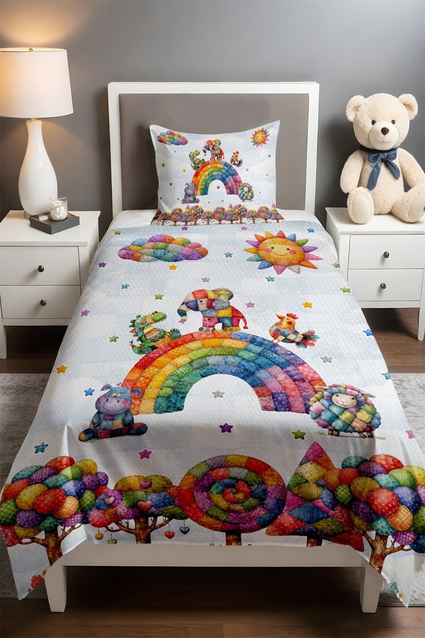 Colorful Dreamland Patterned Single Baby Kids Pique Set