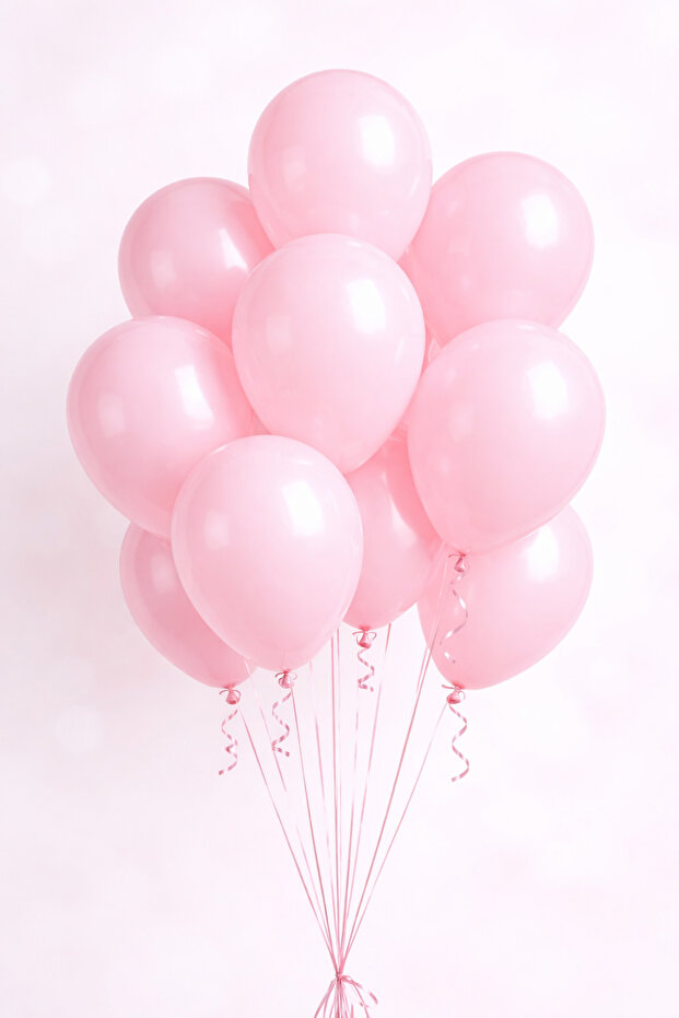 Baloncu Nene Pastel Pembe Balon 20 Adet Doğum Günü Parti Süsleme Bebek Shower Kız Çocuk Kutlama Balonu