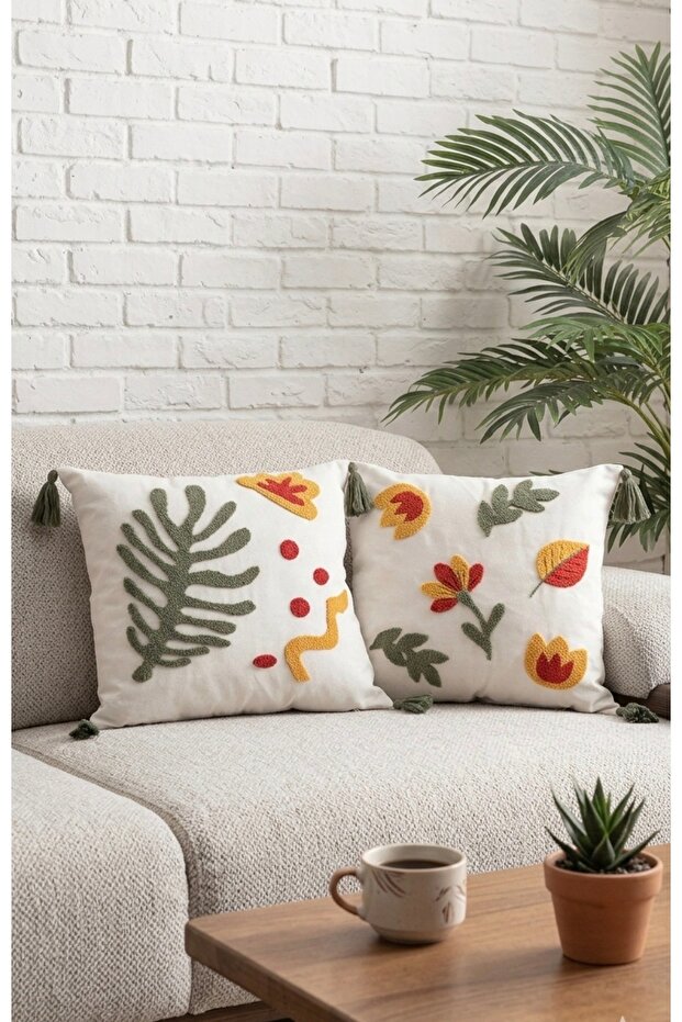 Home Design Double Combination Punch Embroidered Throw Pillow Cover (panch)