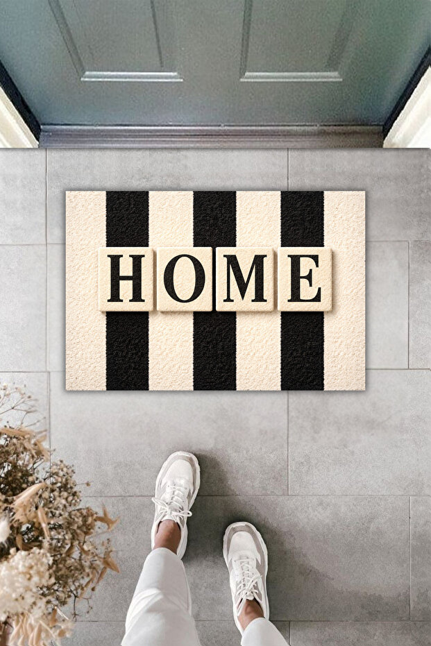 Modern Digital Print Doormat - Black and White Fan Door Mat