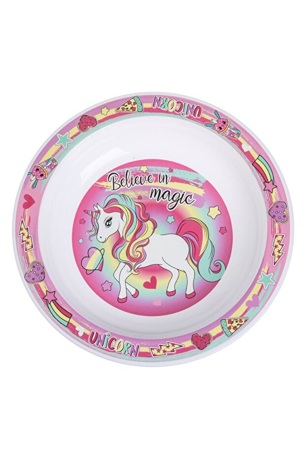Plastic Deep Plate with Unicorn Pattern Ø20.5 centimeters - 1