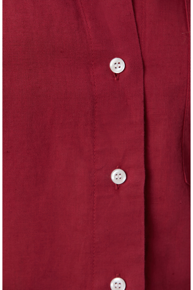 Vişne Cep Detaylı Basic Keten Mix Gömlek - 7