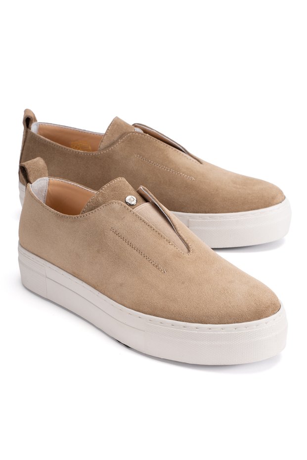 2055 Women's Genuine Leather Sports Shoes Camel Suede