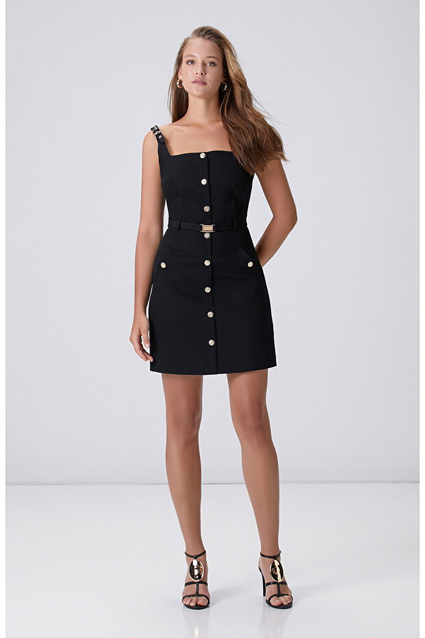 Siyah Mini Elbise - 3