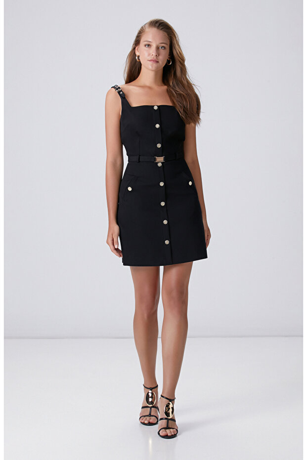 Siyah Mini Elbise - 4