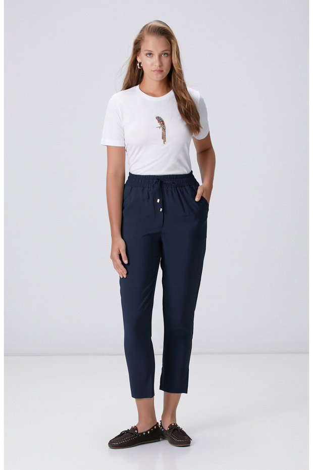 Lacivert Diyagonal Basic Jogger Pantolon - 1