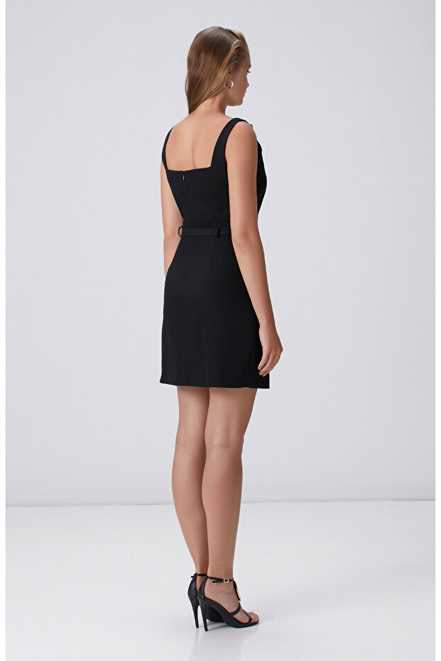 Siyah Mini Elbise - 5
