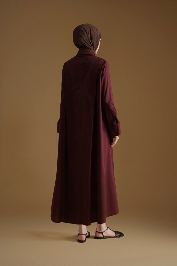 Oversize Tunik Elbise Mürdüm - 5