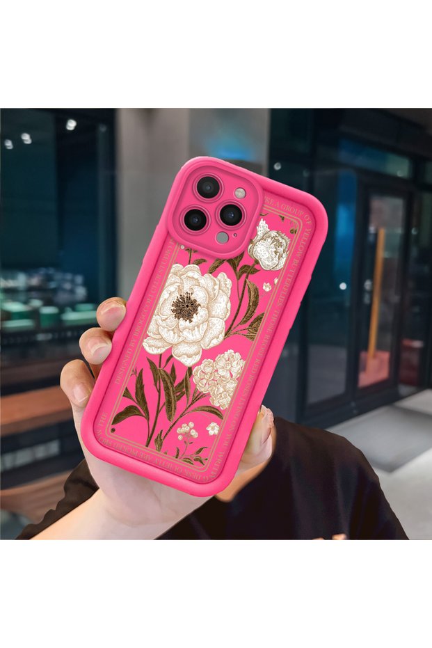 iPhone 16 Pro Max Compatible Pink Red Silicone Case Shockproof Camera Protection