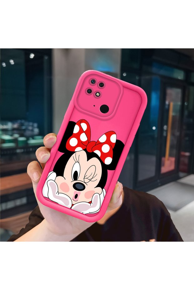 حافظة سيليكون حمراء وردية متوافقة مع هاتف Redmi 10C، حماية للكاميرا مقاومة للصدمات