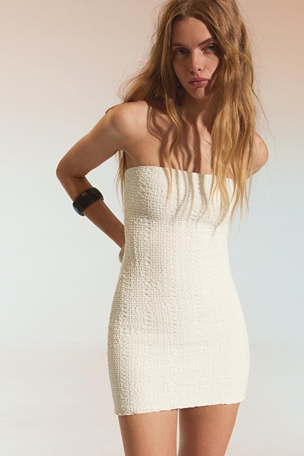 Rustik bandeau mini elbise - 1