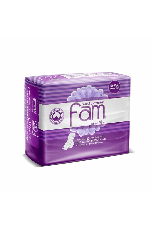 Power Plus Natural Cotton Feel Feminine Super Pads Folded With Wings- 8 Pads