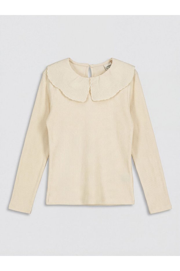 Lcw Kidsecru Baby Collar Scallop Detailed Girls' T-Shirt