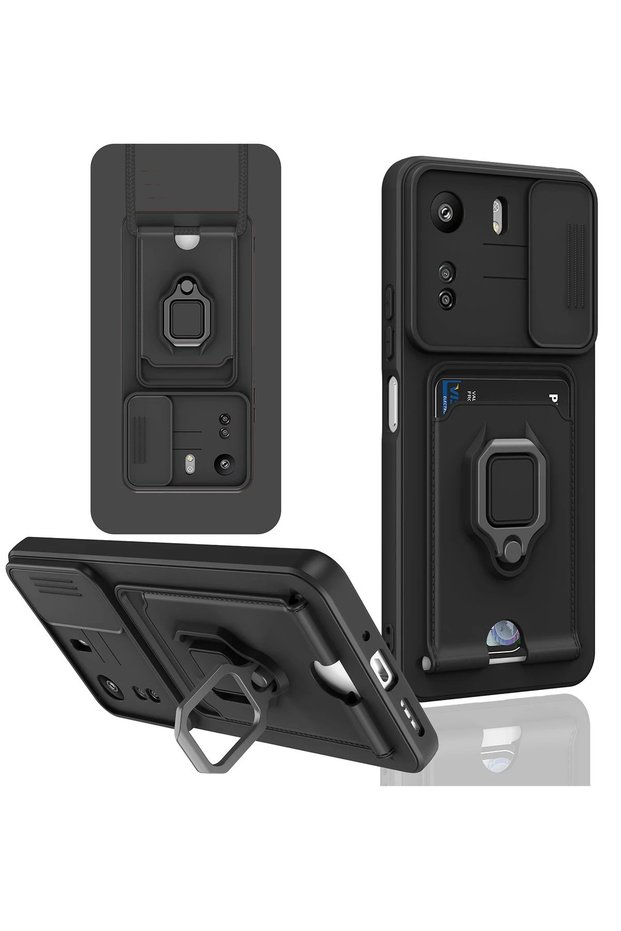 Zengemtx Redmi 13C Case Zuma Silicone with Business Card Holder and Ring (114557) - Black