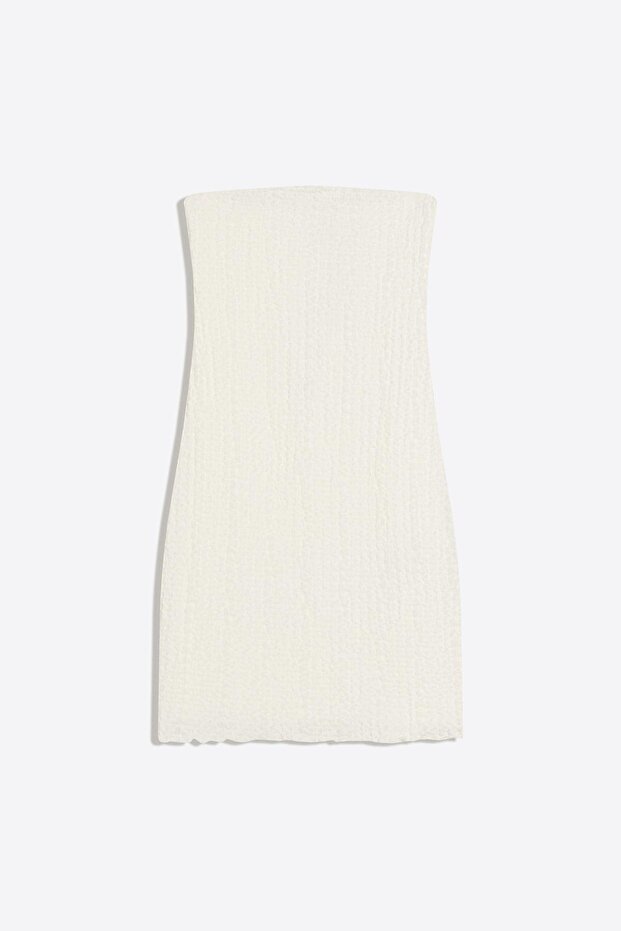 Rustik bandeau mini elbise - 5