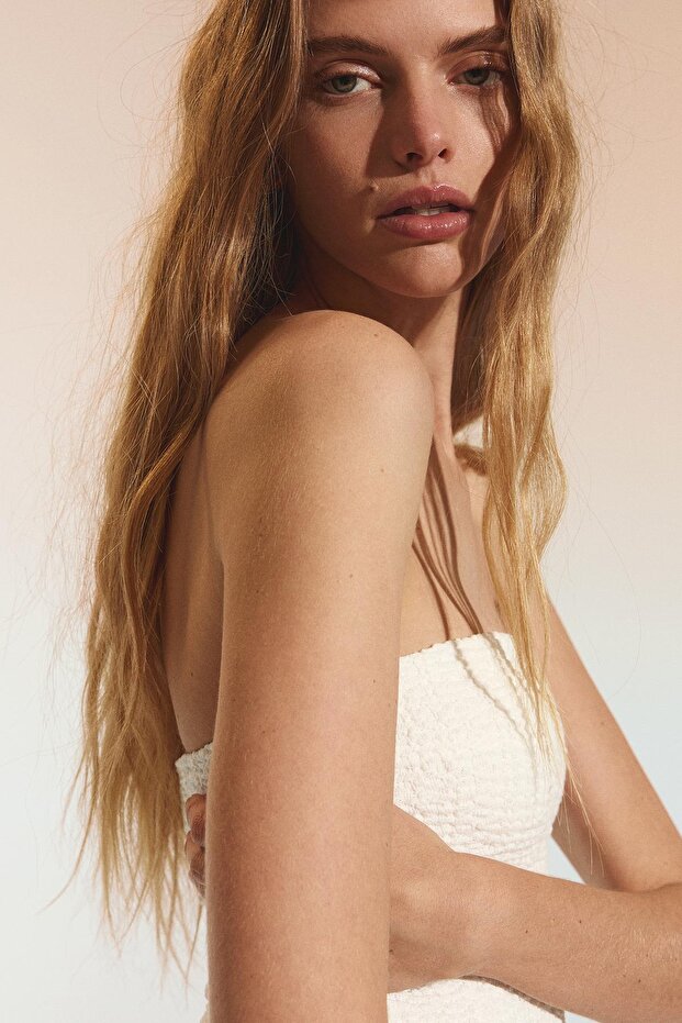 Rustik bandeau mini elbise - 4