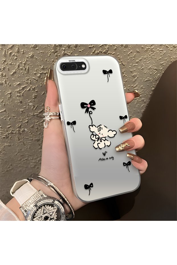 Stylish Phone Case with Bow and Ribbon Dog Figure, Compatible with iPhone 7 Plus/8 Plus