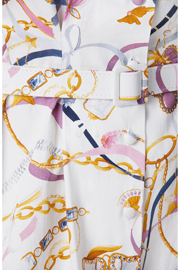 Renkli Desenli Mini Elbise - 7